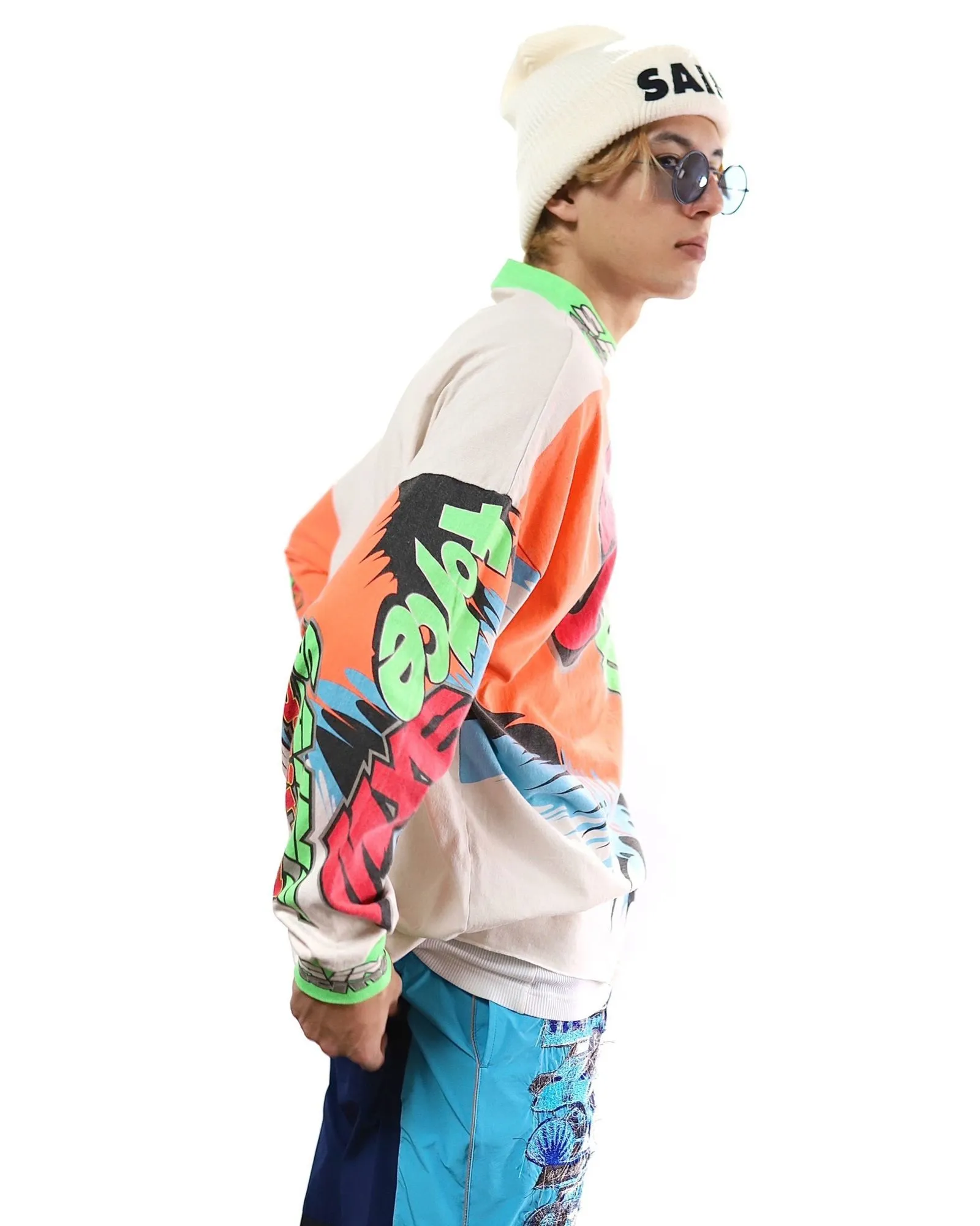 SAINT MICHAEL 24SS SAINT FORCE L/S TEE New Racing Retro Long Sleeve Off-white S-XL Front, left and right sleeves, even ribs are printed. There are more than 30 sets of samples in total. They are extremely complicated and all are oversized screen versions. Ready-made garments are washed and worn with Vintage value.